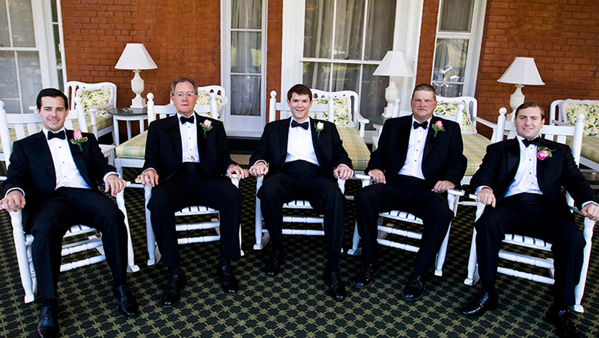 A Groomsmen Gather on the Front Porch